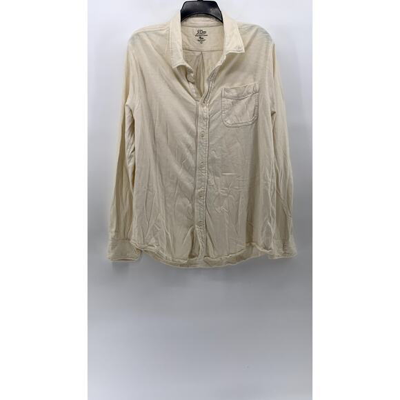 J.CREW Men's Off-White Garment Dyed Button-Up Long Sleeve Shirt SZ L - Picture 1 of 11